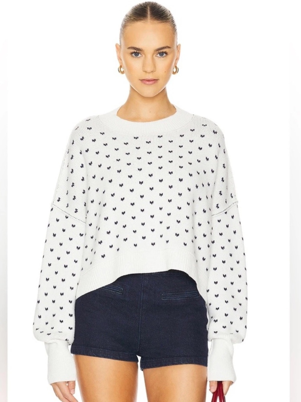Free People Easy Street Heart Patterned Crop Sweater